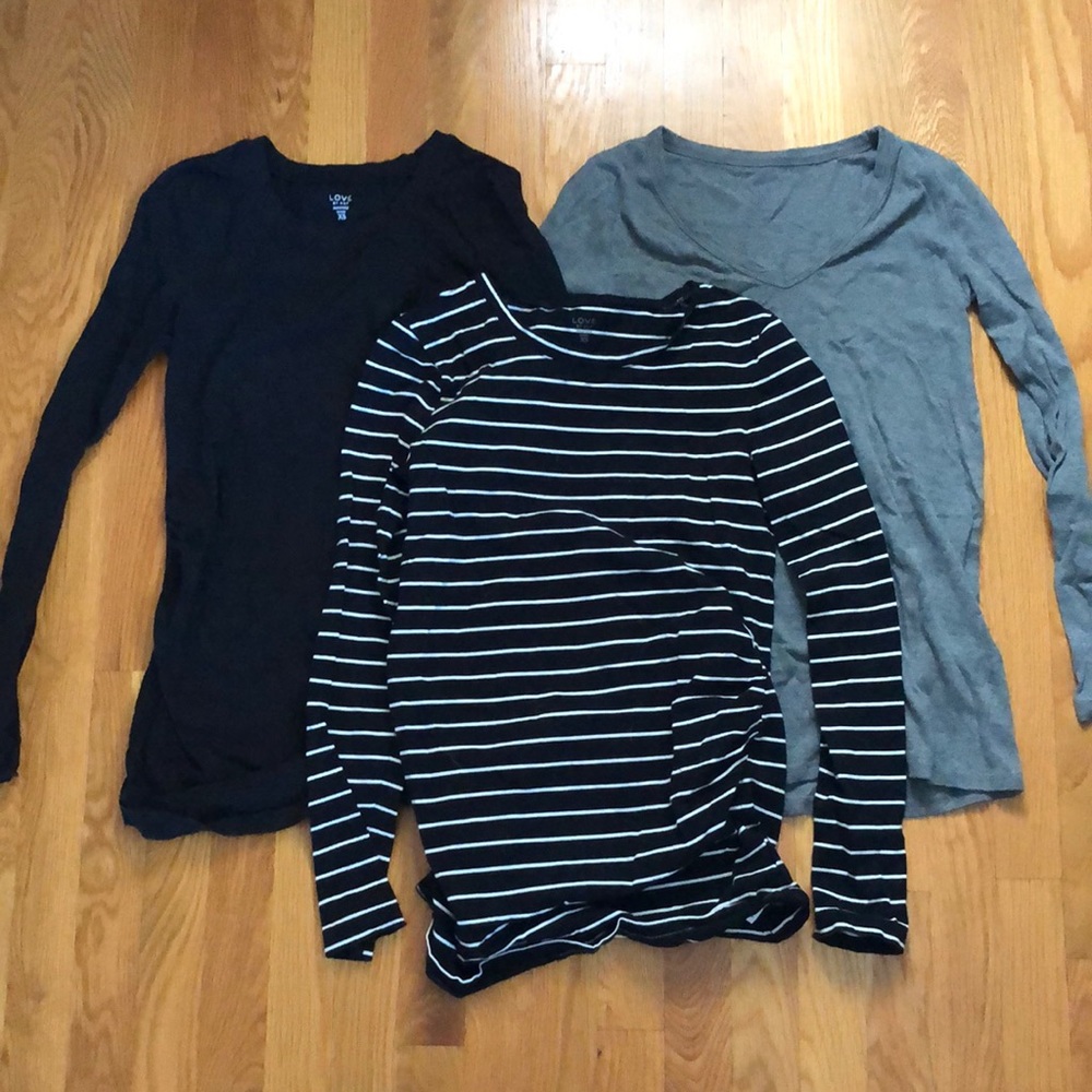Three Love by Gap MATERNITY long sleeve tops, size XS and S